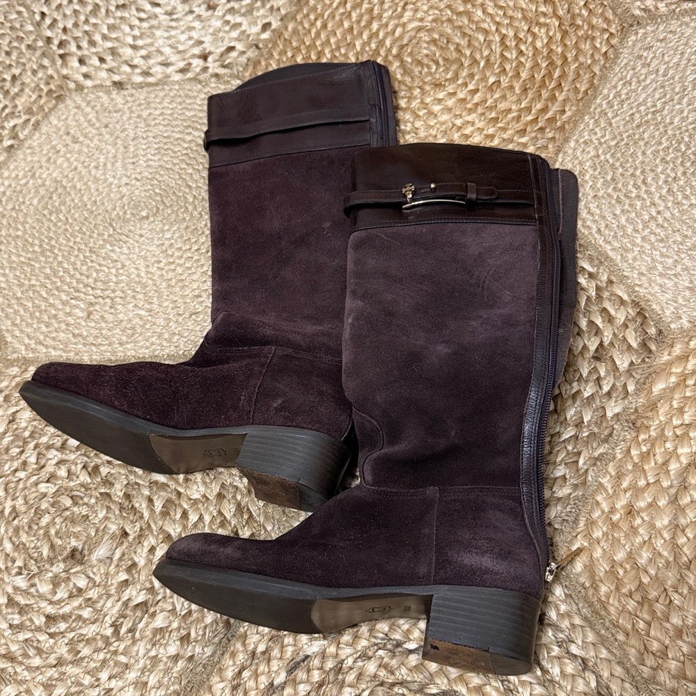 Tory Burch Dark Brown Suede Knee-High Boots